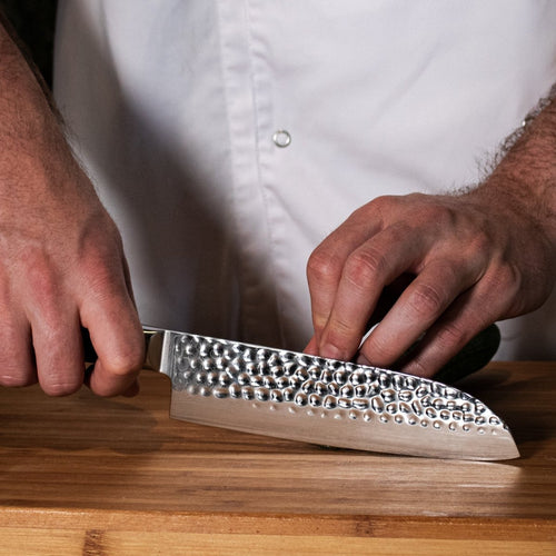 Japanese-Style Hammered Santoku Knife – 7.1 inches (18 cm) Precision Blade