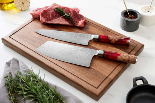 Japanese Damascus Shinku 2-Piece Performance Set – 7.5-Inch (19 cm) & 7.9-Inch (20 cm) Precision Blades