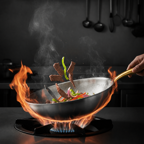 Hand-Hammered Titanium Wok Pan with Flat Base | Limited Edition