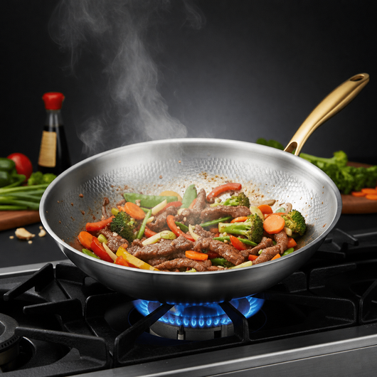 Hand-Hammered Titanium Wok Pan with Flat Base | Limited Edition