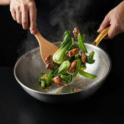 Hand-Hammered Titanium Wok Pan with Flat Base | Limited Edition