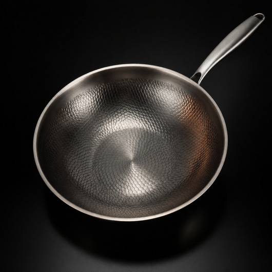 Hand-Hammered Titanium Wok Pan with Flat Base
