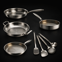 Hand-Hammered Titanium Family Set: 4 Pans & Utensils