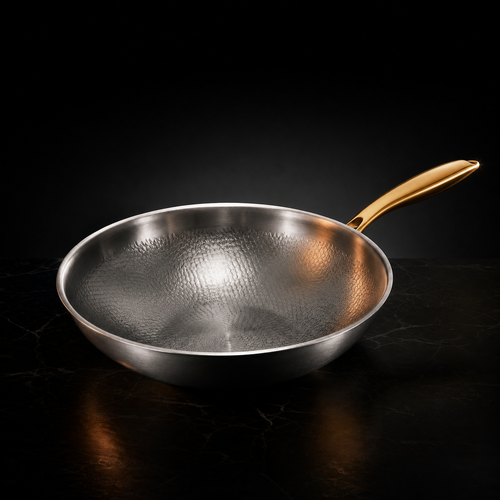 Hand-Hammered Titanium Wok Pan with Flat Base | Limited Edition