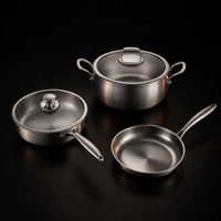 Hand-Hammered Titanium Premium Cooking Set with 2 Lids (8, 9 & 10 Inch)