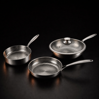 Hand-Hammered Titanium Stir-Fry Set with 1 Lid (8, 8 & 10 Inch)