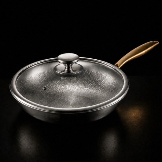 Hand-Hammered Titanium Wok Pan with Flat Base | Limited Edition