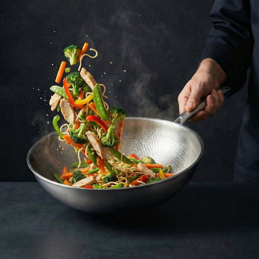 Hand-Hammered Titanium Wok Pan with Flat Base