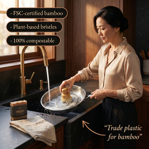 Okura Tawashi — Organic Bamboo Dish Brush