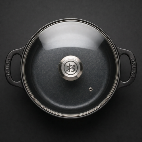 Enameled Cast Iron Casserole Pan with Glass Lid