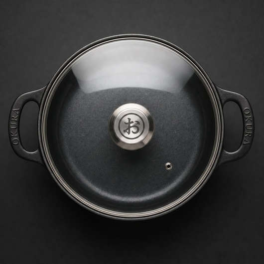 Enameled Cast Iron Casserole Pan with Glass Lid