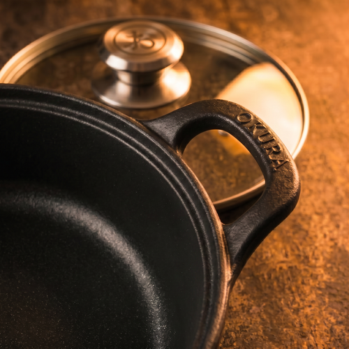 Enameled Cast Iron Casserole Pan with Glass Lid